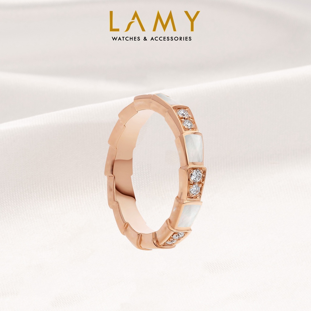 Nhẫn cặp đôi LAMY Stone Inlaid Rose Gold Ring 8047 & 8021