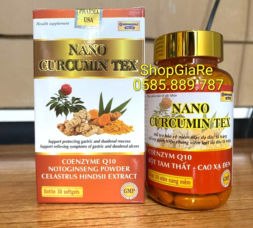 Nano Curcumin Tex 30 Viên hỗ trợ điêu tr viêm loét dạ dày, tá tràng, trào ngược dạ dày thực quản