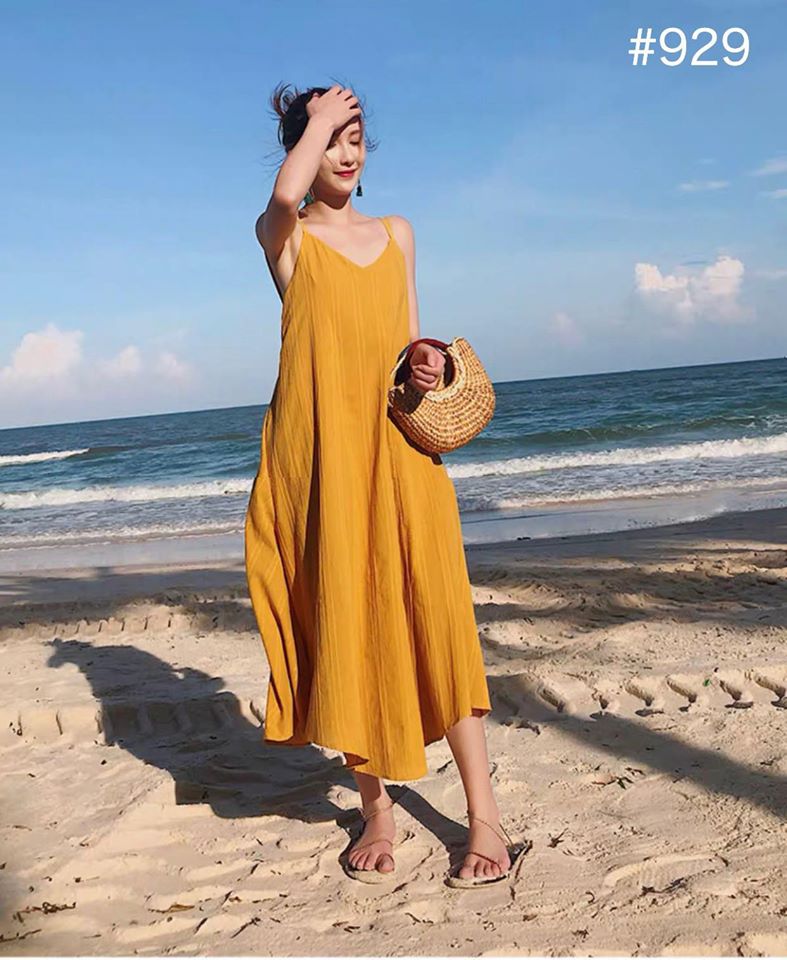 Đầm maxi xòe đan dây