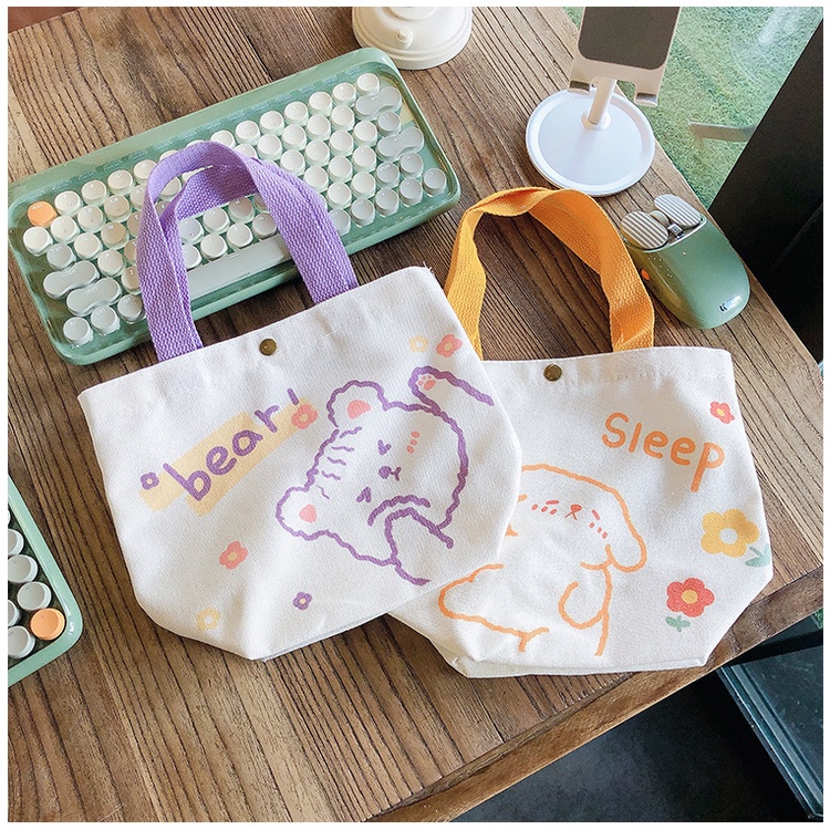 Túi tote vải mini in hình thỏ cute