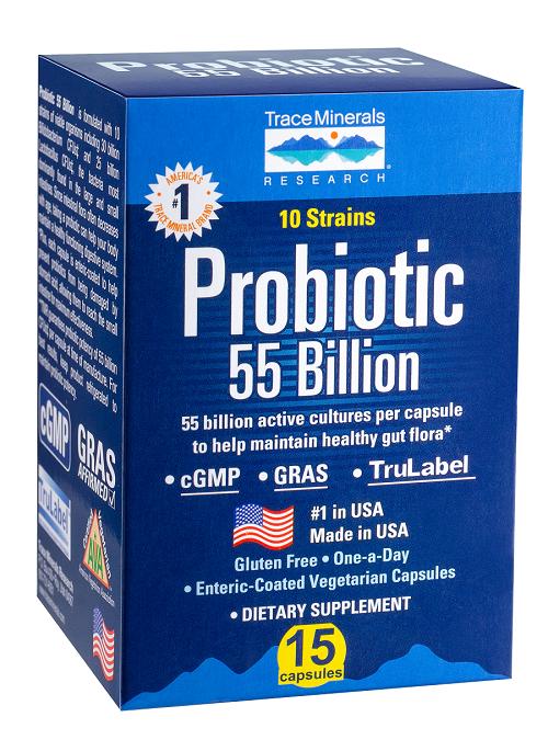 Men vi sinh người lớn Probiotic 55 Billion (15 viên) - Trace Minerals