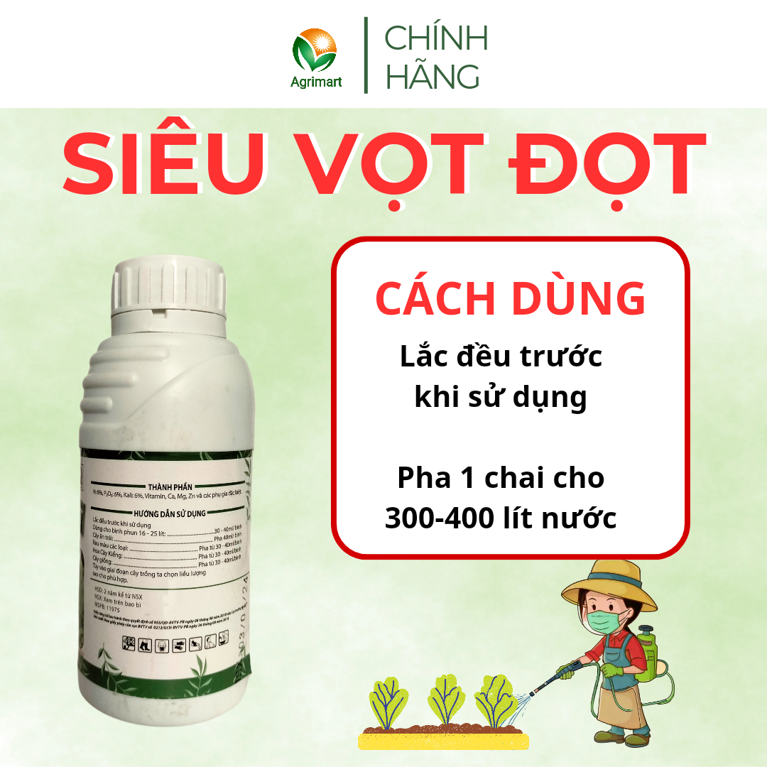 Phân bón Trùn Quế vi lượng - Siêu vọt đọt 500ml