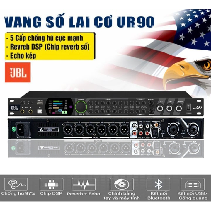 Hàng bãi mỹ usa | vang số jbl ur90 mới nhất 2024, vang số karaoke 4 cấp độ chống hú rít feedback, tích hợp mạch xử lý âm thanh reverb hoàn hảo, tần số chỉnh music, micro và effect rõ nét