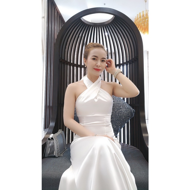Đầm Lụa Nữ Amie Thiết Kế Cổ Chéo Dáng Dài, Váy Thời Trang Cao Cấp Chất Phi Lụa Sang Chảnh D09
