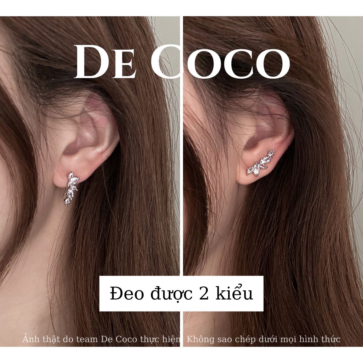 Khuyên tai, bông tai nữ đính đá Silva De Coco