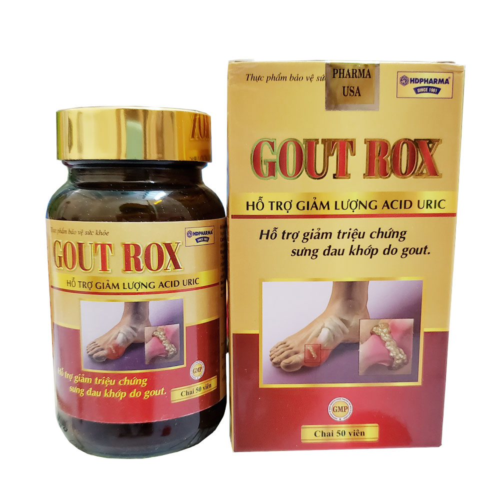 HCMViên Gout Rox giảm triệu chứng sưng đau khớp do gut hộp 50 viên