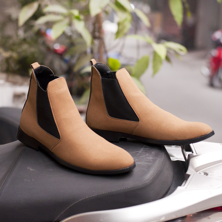 Giày chealsea boot cạnh chun Da màu vàng CB548- ANKAR