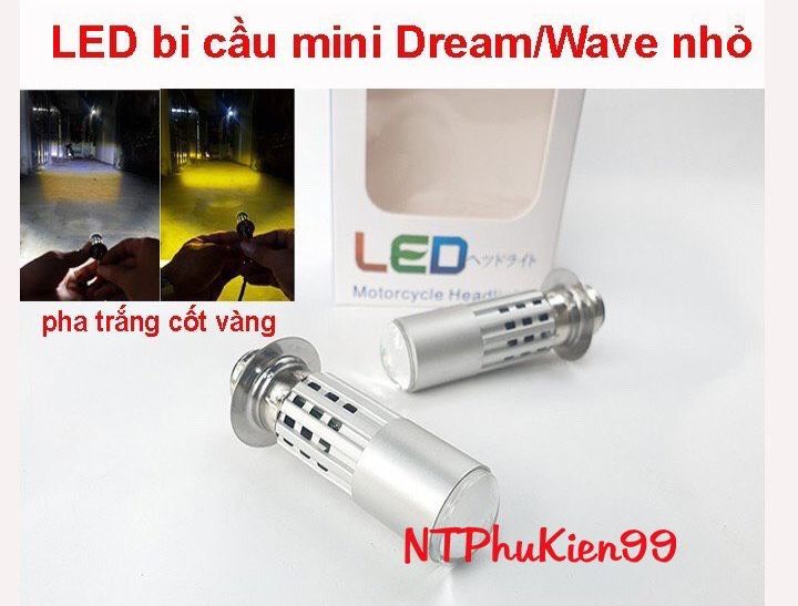 Đèn led Pha 2 Màu Chân M5 Siêu Sáng Lắp Cho Dream , Wave , Ju ,Si Đời Cũ