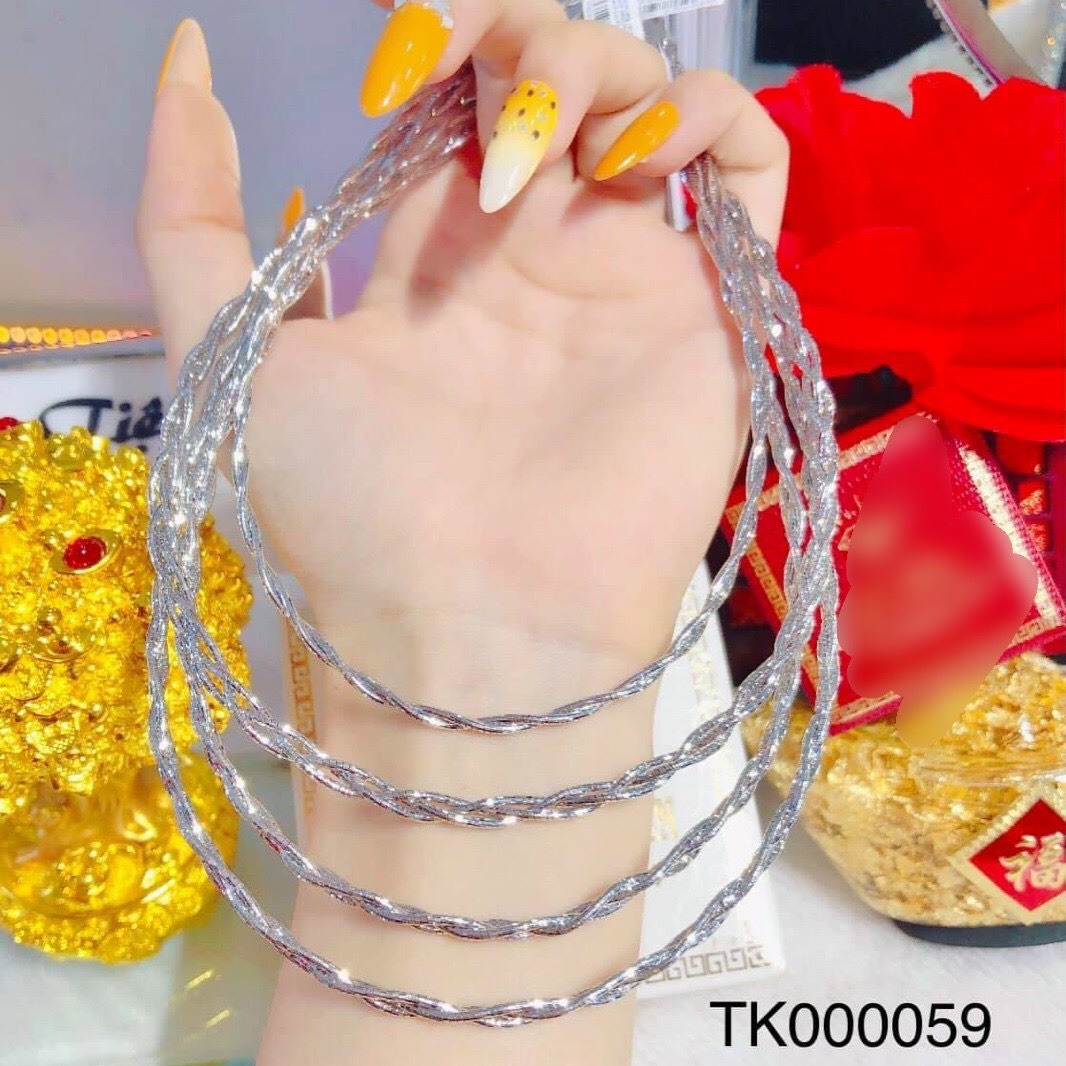 Kiềng Dẻo 2 Mảnh Xoắn Bạch Kim - Dây Chuyền Nữ Đẹp Thời Trang - Bền Màu, Sử Dụng Được Thời Gian Lâu - HD7759 - QJ - Dùng Đeo Đi Tiệc Sang Trọng Lên Hình Sang Cânh