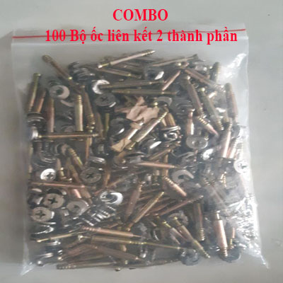 Combo 100 bộ ốc cam chốt liên kết 2 thành phần