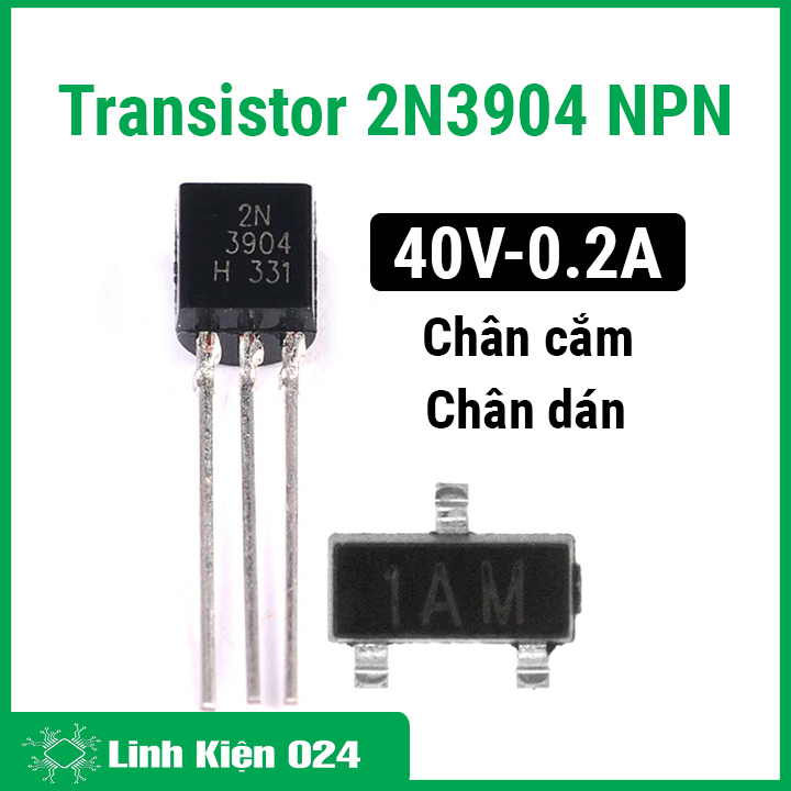 Transistor NPN 2N3904 0.2A 40V chân cắm/chân dán