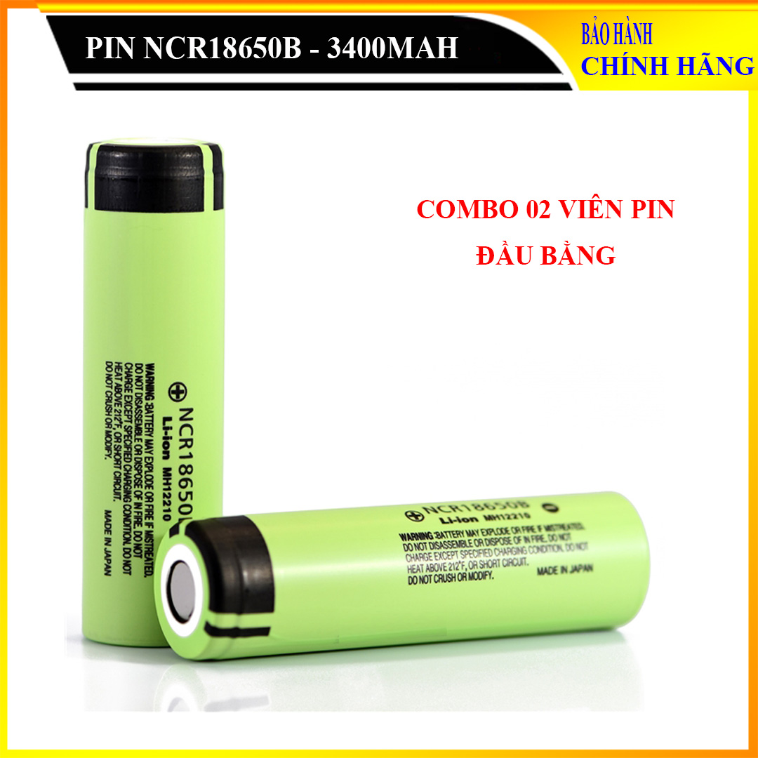 [02 viên] Pin Panasonic NCR18650B Mới dung lượng 3400mAh