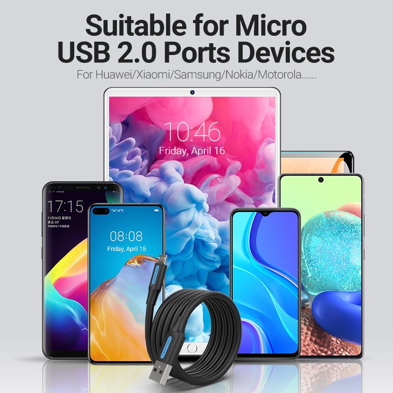 Vention dây sạc nhanh Micro USB 3A Fast Charging USB Data Cable For Samsung S7 Xiaomi Redmi Note 5 Pro Android Mobile Phone Data Cable cáp sạc nhanh Micro USB 1.5M