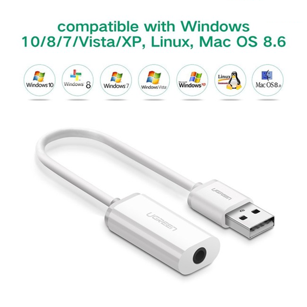 Card sound USB 2.0 to 3.5mm (Phone + Mic) Ugreen 30712