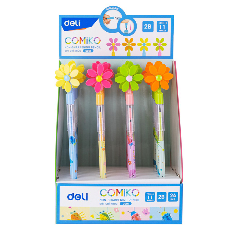 Bút chì khúc Deli 2B Comiko hình chong chóng (11 khúc) C091