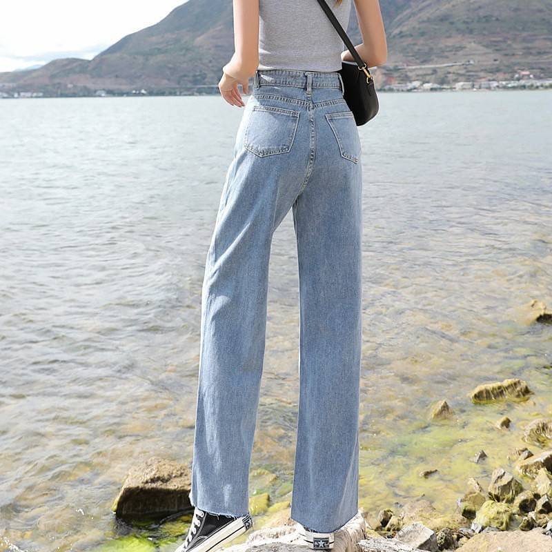 QUẦN JEAN ỐNG RỘNG NỮ LƯNG CAO CẠP CHỈNH LAI TUA CAO CẤP TIBO ĐỦ SIZE S, M, L CHẤT VẢI DÀY DẶN, DÁNG XINH FORM CHUẨN TUYỆT VỜI ÔNG MẶT TRỜI