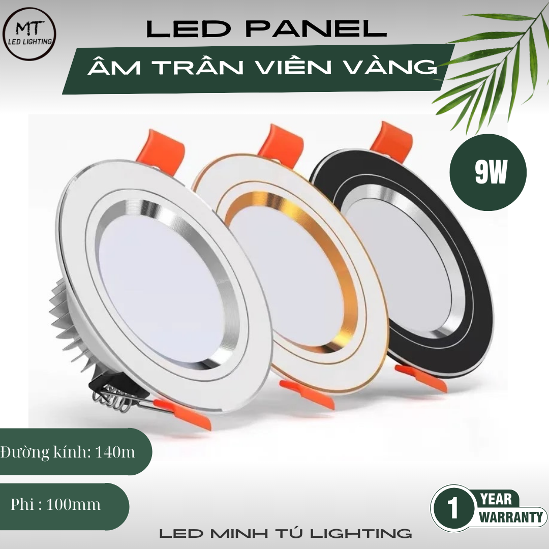Đèn Âm Trần 7W  3 chế độ- Viền Vàng/Viền Bạc
