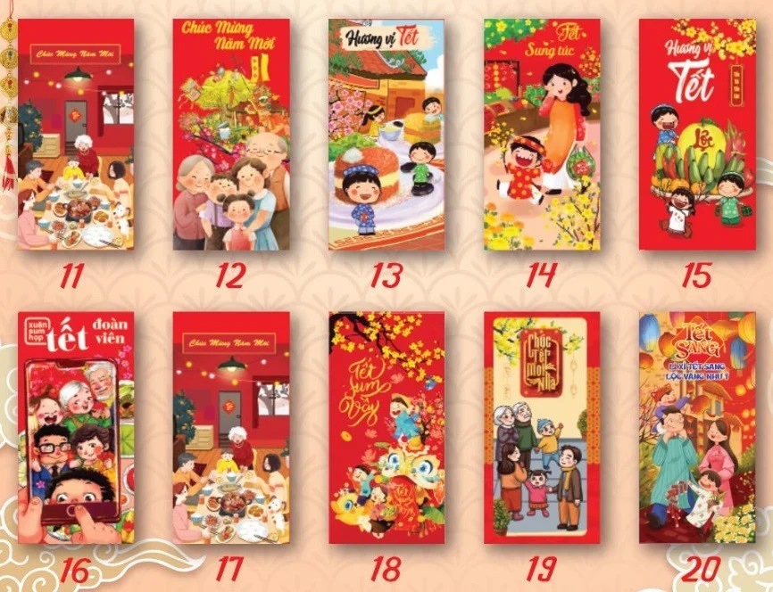 Combo 100 bao lì xì nhiều mẫu Tết 2023