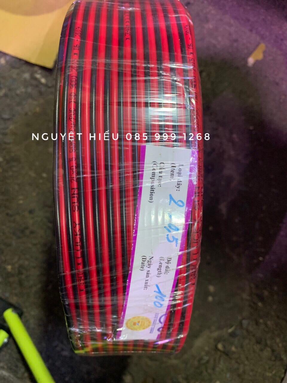 Dây điện đôi đỏ đen 2x0.5mm cuộn 100m