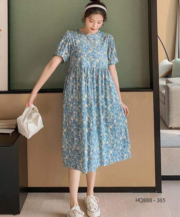 Đầm suông tơ xước siêu hot, bầu 70kg bon chen thoải mái-váy bầu giá rẻ