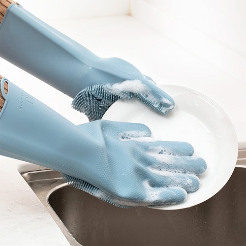 [Găng Tay Thần Thánh] Găng Tay Rửa Chén Silicon 2In1 đa Năng Hàn Quốc