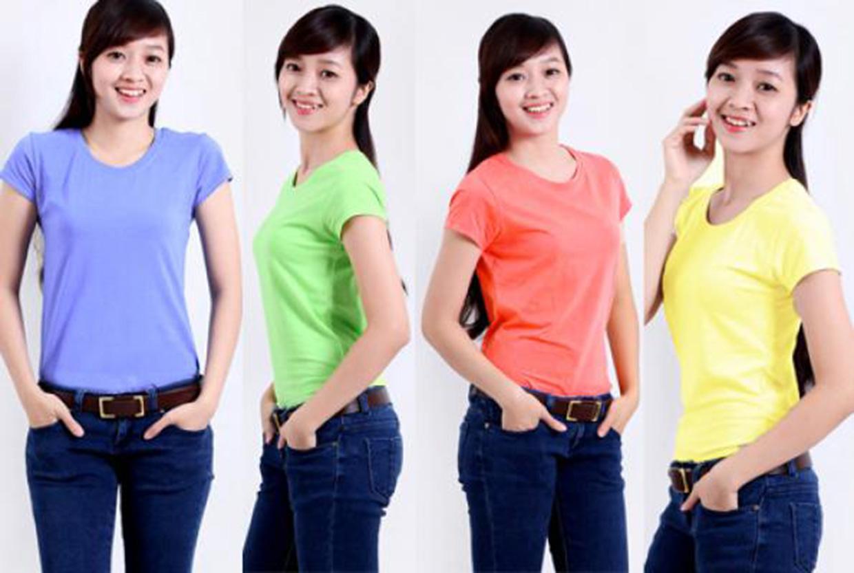 Áo thun trơn cổ tròn nữ đủ màu