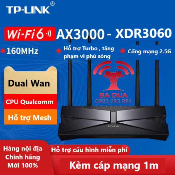 Bộ Phát Wifi Mesh Wifi 6 Dual Wan Turbo 2.5G Gigabit Tplink TP-Link XDR3060 AX3000