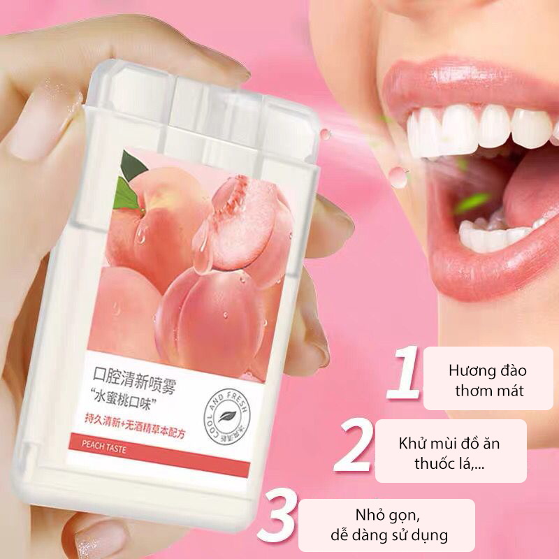 Xịt Thơm Miệng Heyxi Vị Đào Trà Xanh Thơm Mát XTM