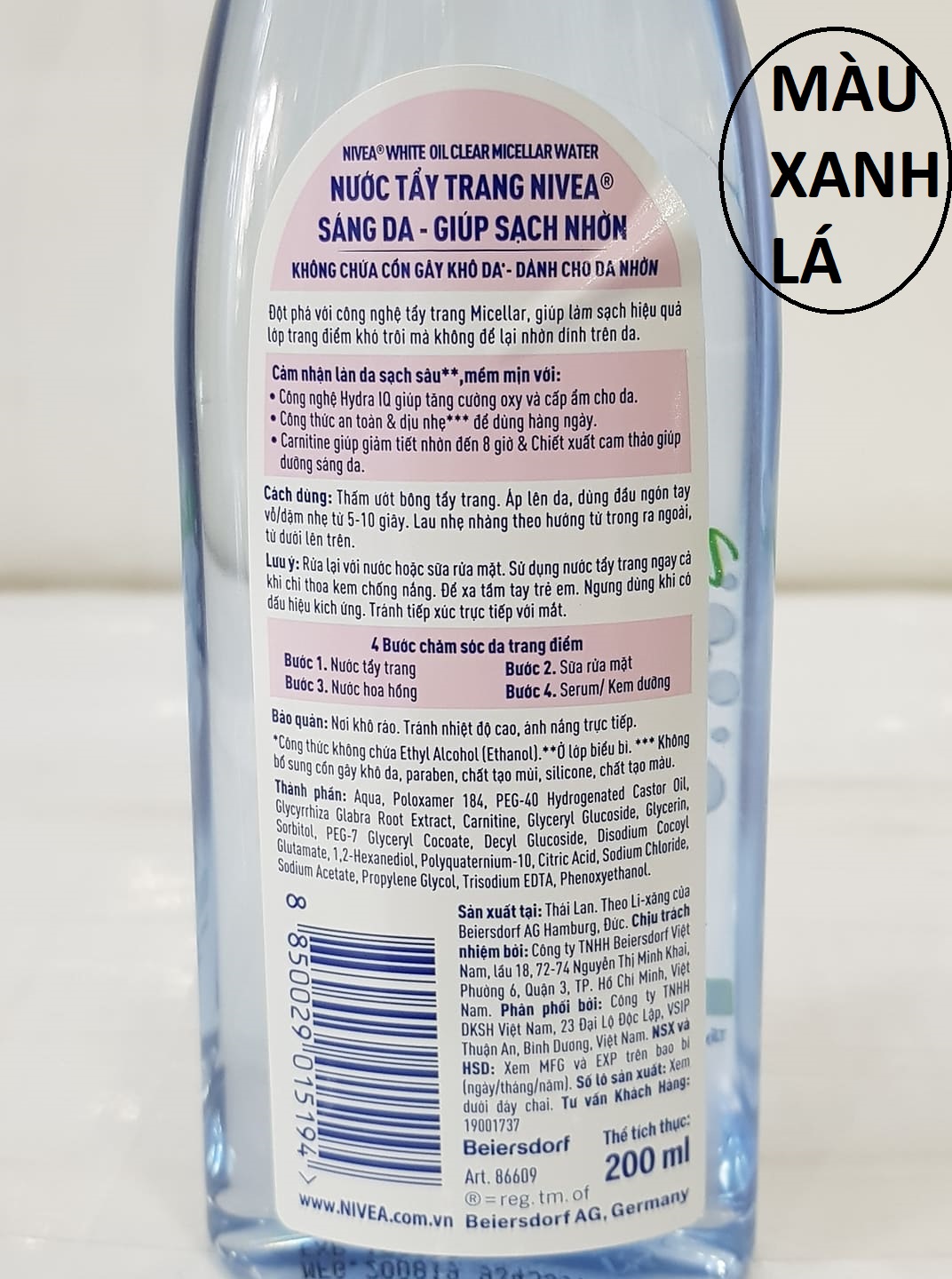 Nước Tẩy Trang Không Cồn NIVEA 200ml Thái Lan