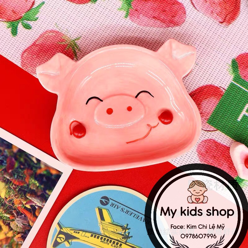 Đĩa sứ mini heo hồng cho bé ăn dặm kiểu Nhật