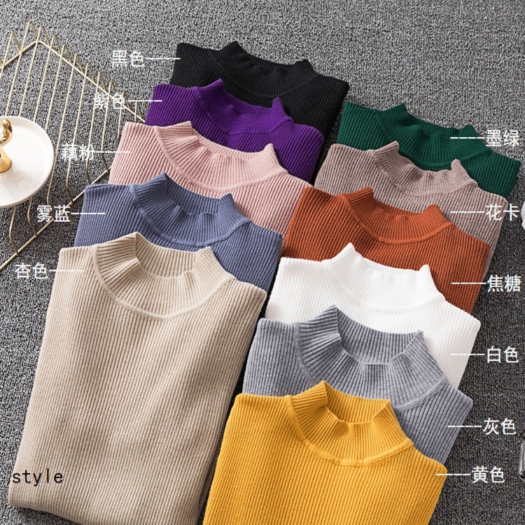 Áo Len Nữ Áo Len Cổ 3cm Chất Len Mềm Đẹp Co Giãn Tốt