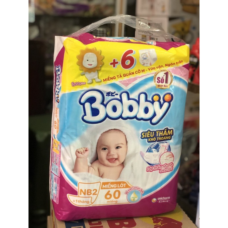 [Tặng 6 miếng] Miếng lót sơ sinh Bobby Newborn 2 - 60 Miếng