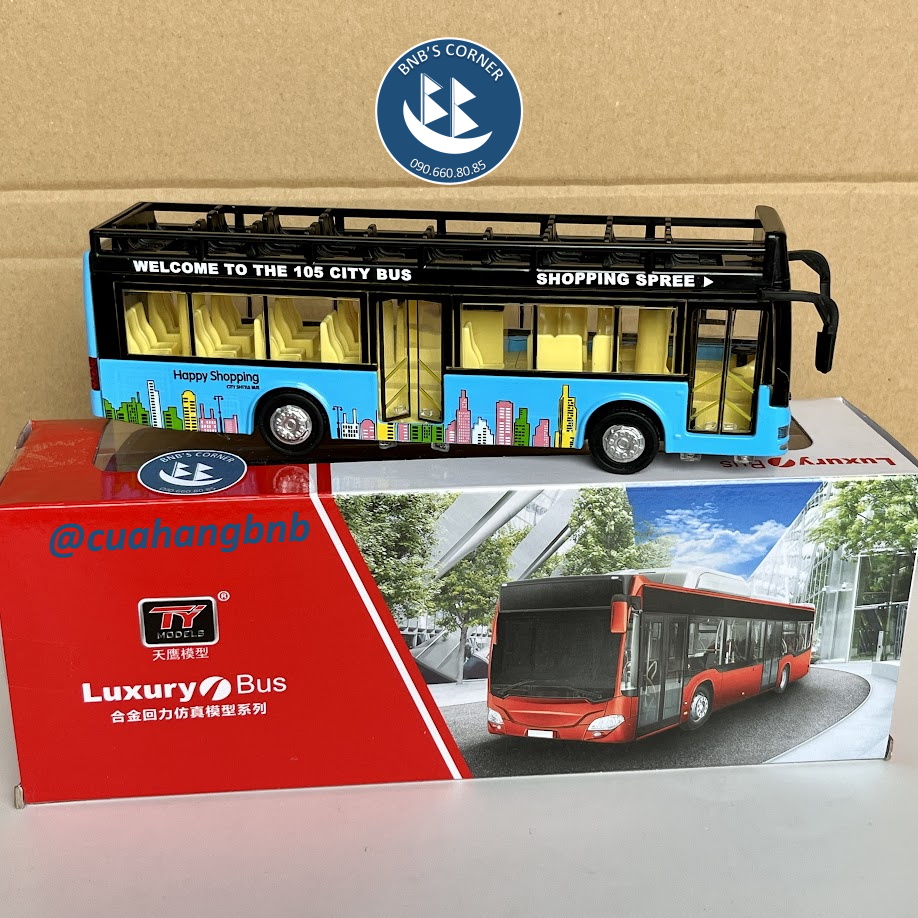 Mô hình xe buýt 2 tầng tỉ lệ 1:32 bằng hợp kim