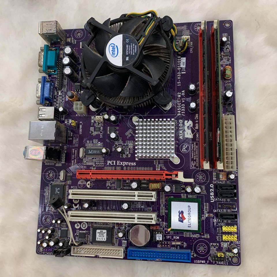 Combo Mainboard ECS 945 + CPU E2180 + Ram 2GB (Tặng kèm fan zin)