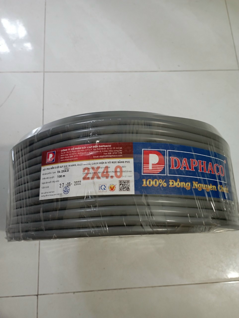 DÂY ĐIỆN TRÒN DAPHACO FA 2×1.0 CUỘN 100M
