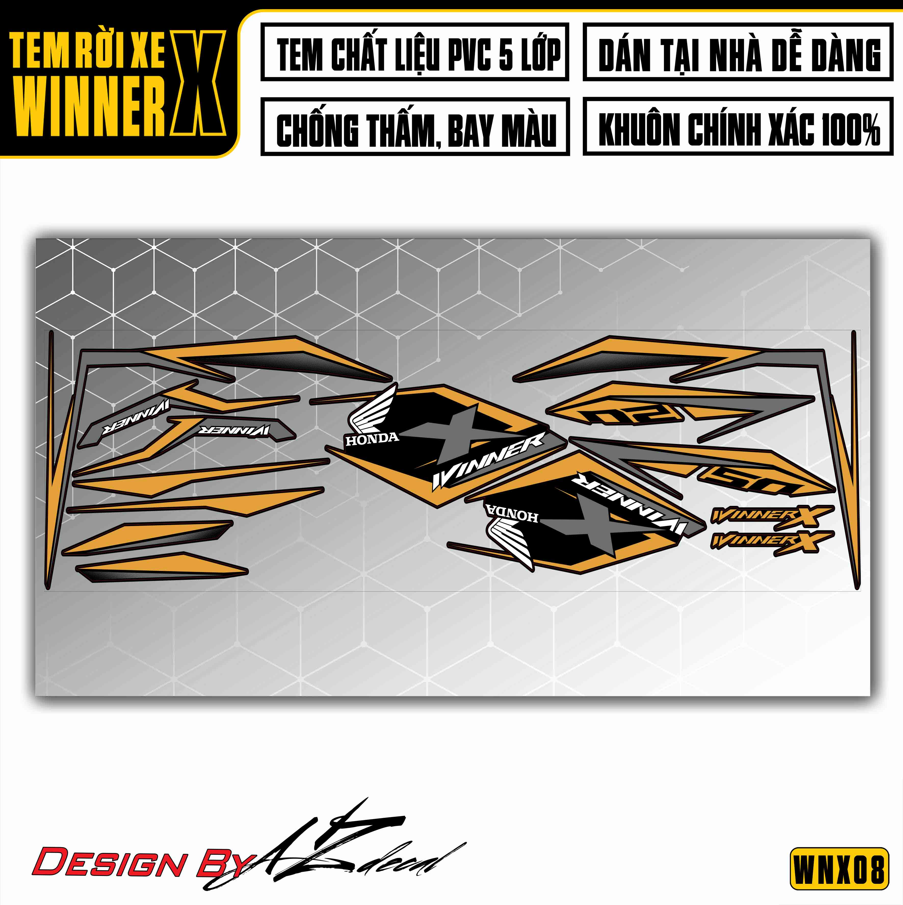 Tem Rời Xe Winner X Cách Điệu | WNX08 | Decal Chế Chất Liệu Decal PVC Cắt Sẵn Dễ Dán - Azdecal