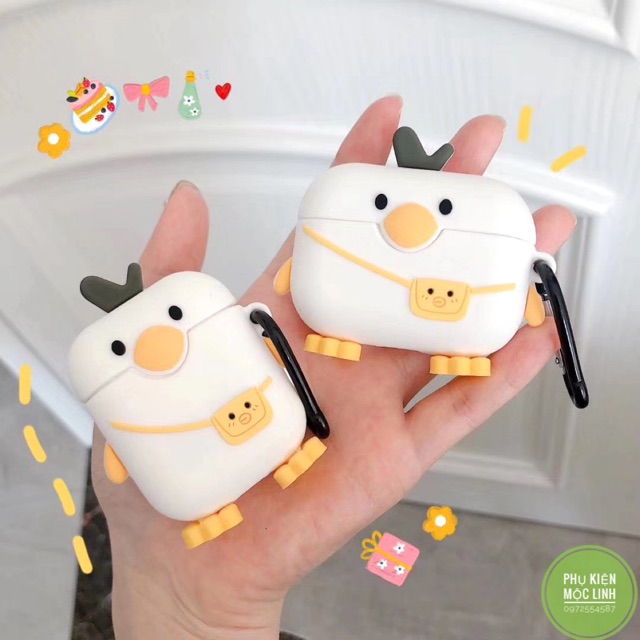 [Hàng Mới Về] Case Vỏ Bao Airpods Đựng Tai Nghe Airpod 1 2 Pro 3 Vịt Koduck Pokemon tặng kèm móc tay Cover i11 i12...