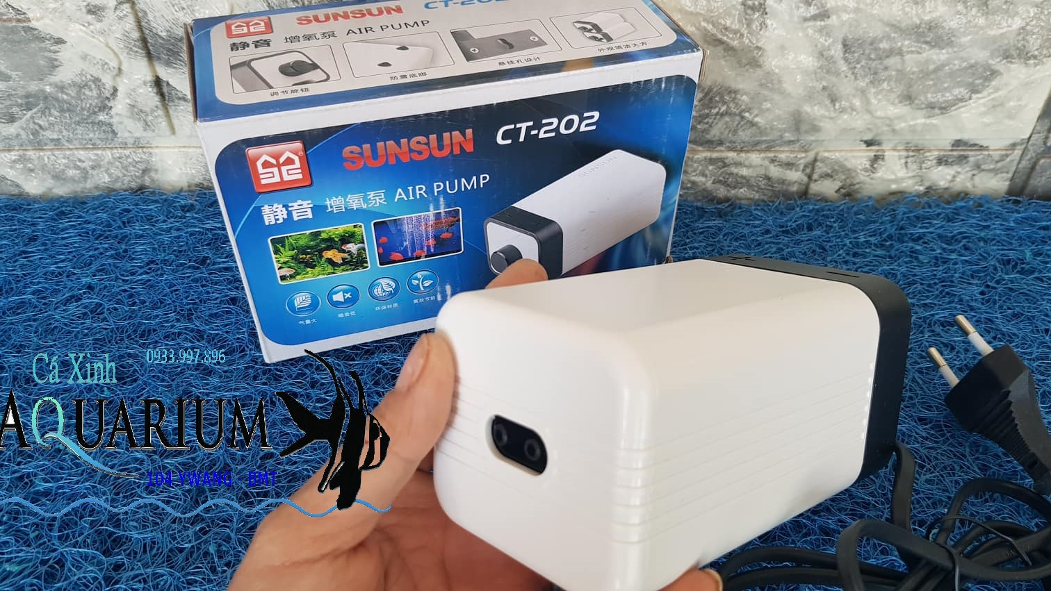 Máy sục oxy cho bể cá SUNSUN CT - 202 siêu êm