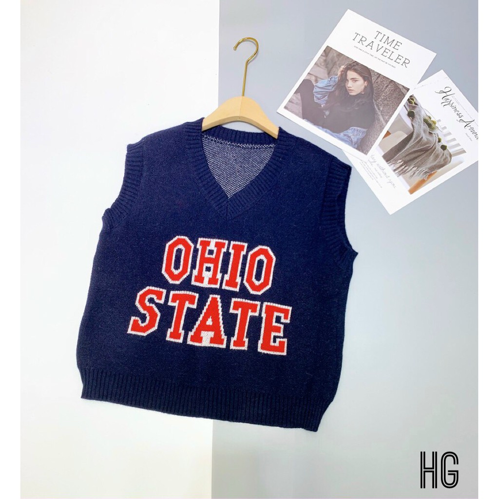 Áo len gile nữ - chữ OHIO - hàng đẹp
