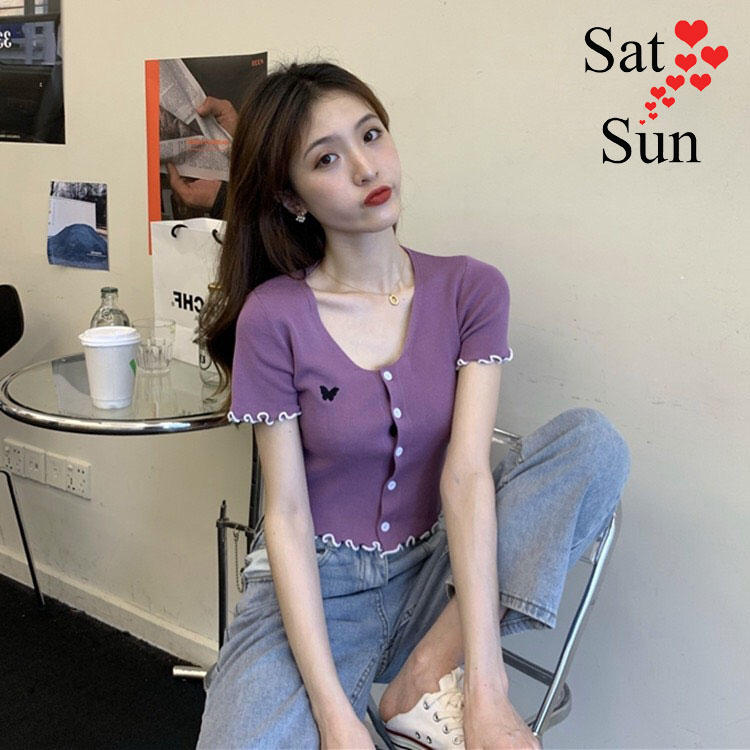 Áo len croptop nữ chất mongtoghi mỏng thoáng mát satsun