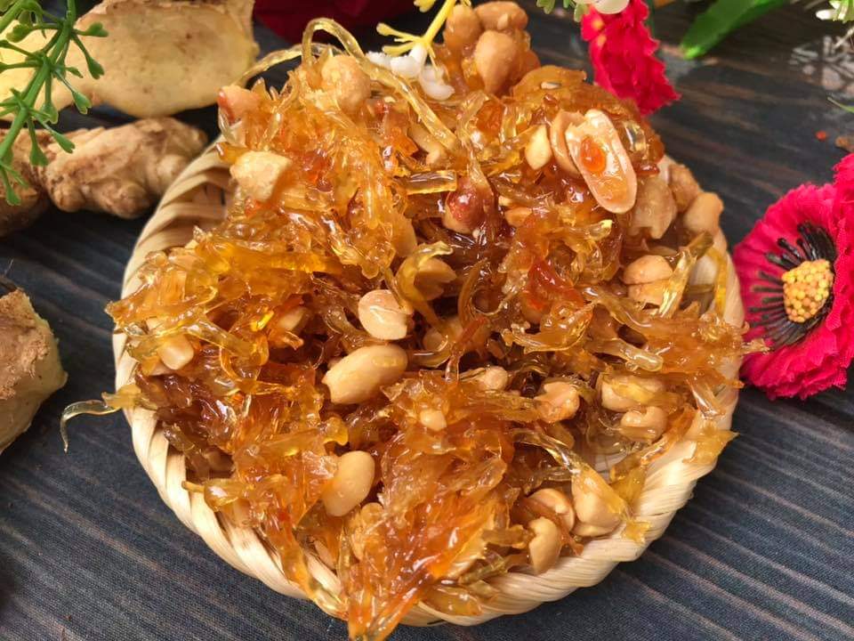 (Freeship) hủ 500gr Mứt gừng sợi dẻo mè đậu phộng