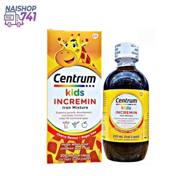 Centrum Kids Incremin Iron Mixture bổ sung vitamin và khoáng chất cho trẻ, Hộp 200ml