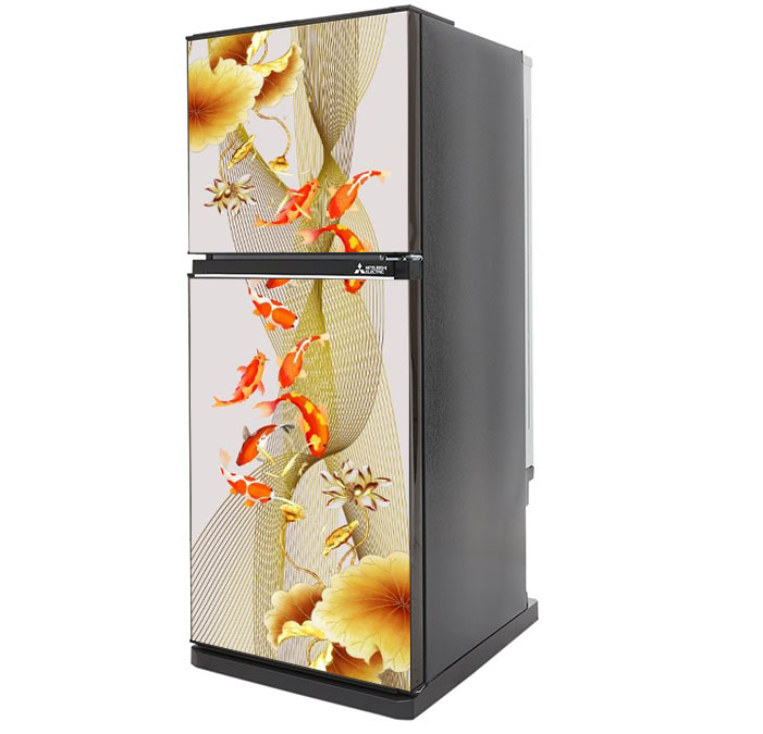 [HCM]Decal dán trang trí tủ lạnh - Hoa sen Cá chép- Chất liệu cao cấp