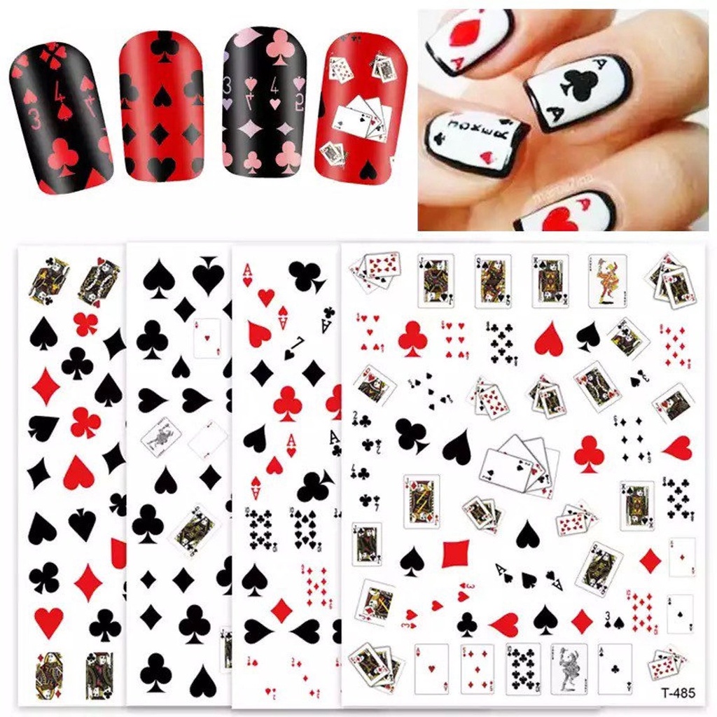 Sticker 3D - Hình Dán Móng Tay Bài Tây Rõ Ràng Sắc Nét