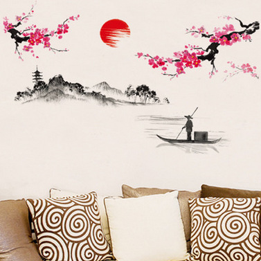 [HCM]Decal dán tường Tranh thủy mặc DKN015 (120 x 150 cm)