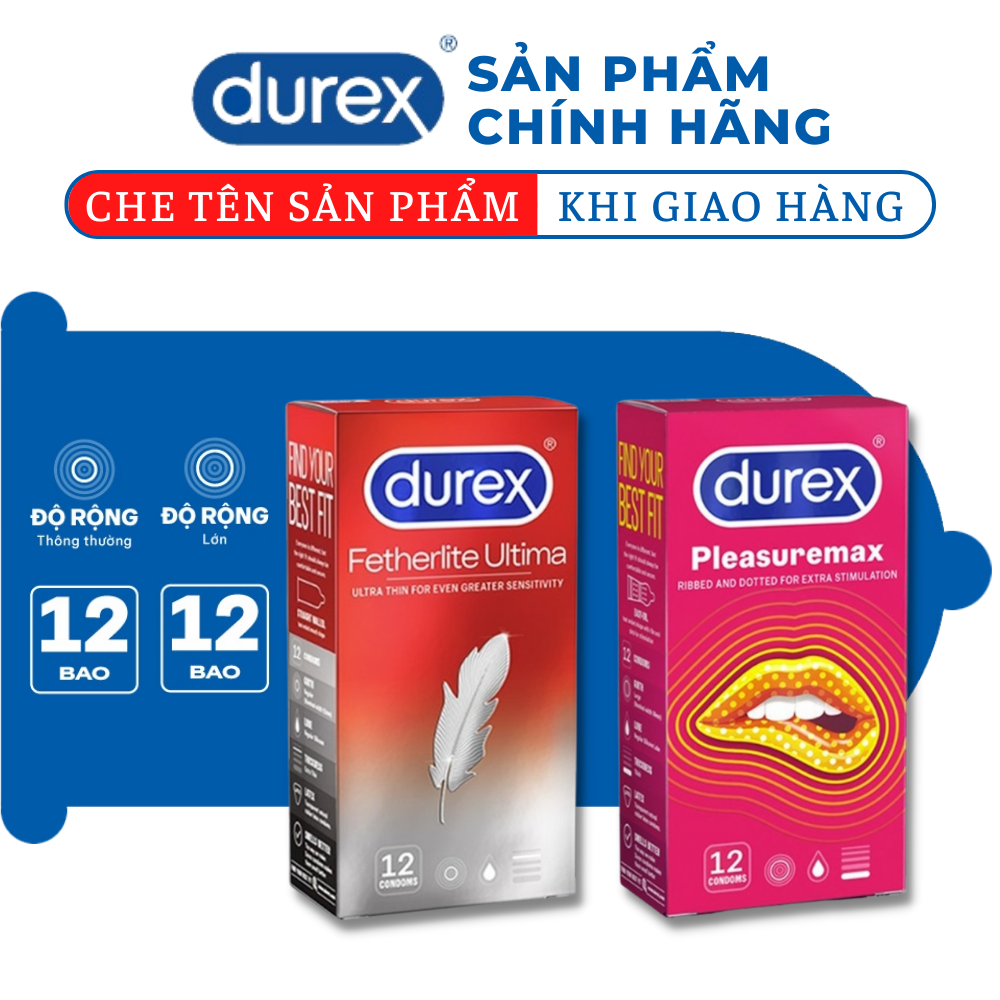 [Che tên] Bao cao su Durex siêu mỏng Fetherlite Ultima + Pleasuremax có gai