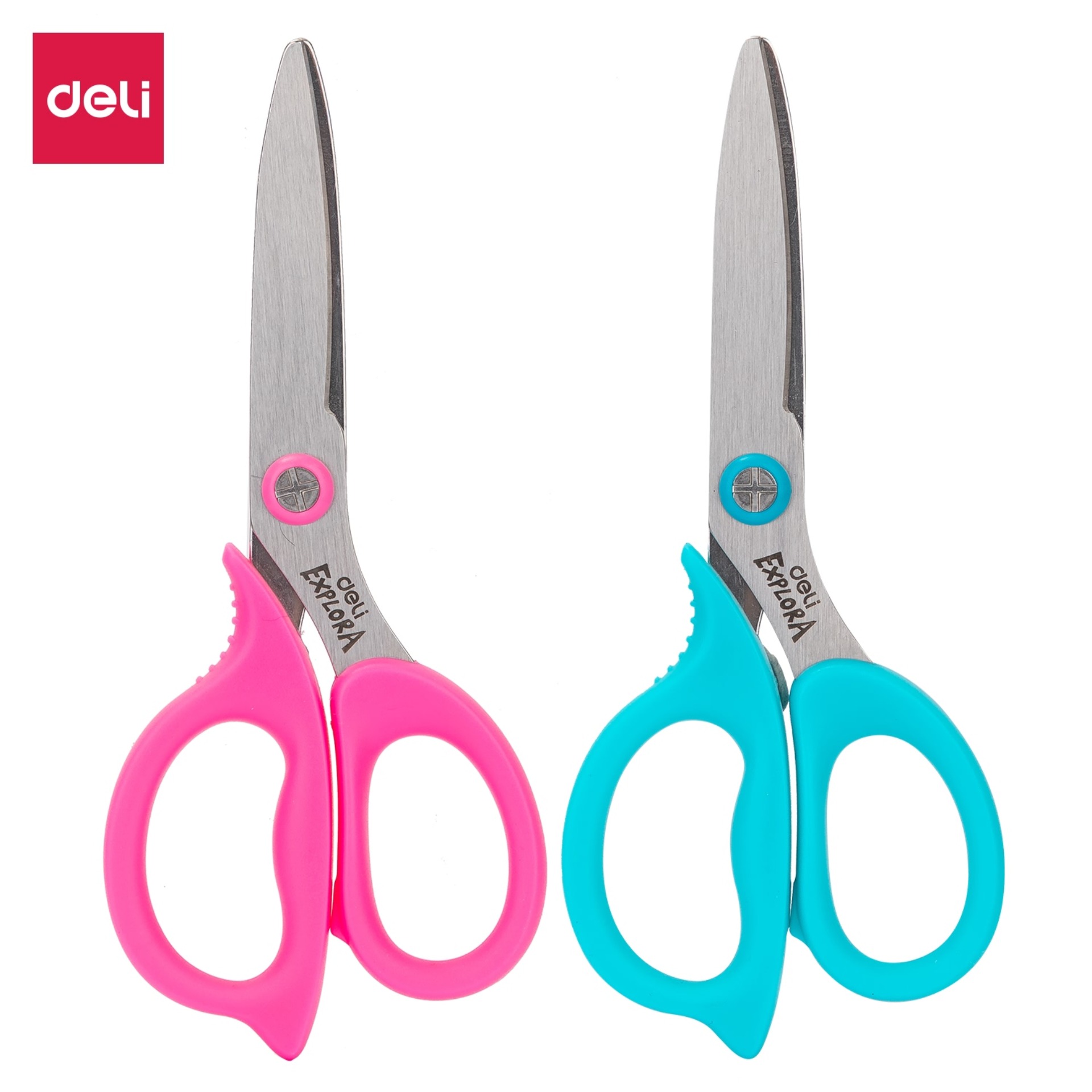 Kéo học sinh Deli - Explora Hồng/Xanh dương - 1 chiếc - E77755