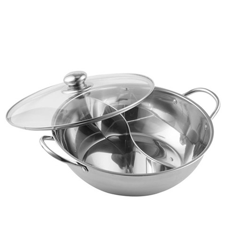 Nồi Lẩu Inox 2 Ngăn tiện lợi Size 30 cm