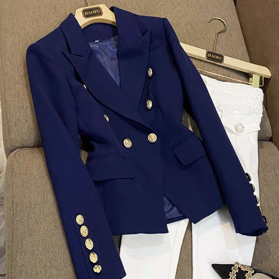 Áo khoác vest blazer nữ màu xanh đen túi cơi ngưc QUYNH DESIGN AV014