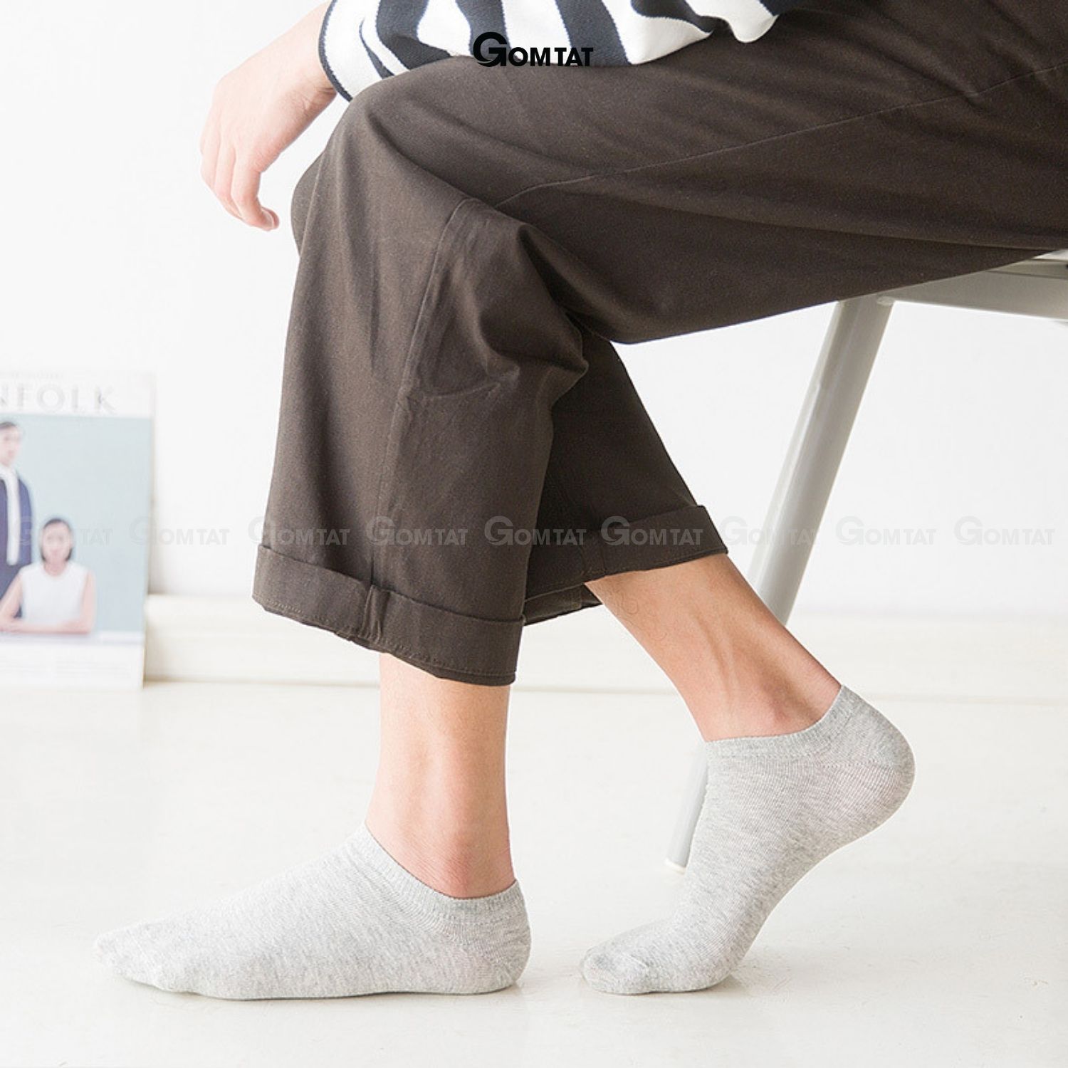 Vớ nam nữ cổ ngắn GOMTAT trơn màu, chất liệu cotton mềm mịn, êm chân, thoáng mát chuẩn xuất Nhật - TRONNGAN-VNXK-1DOI